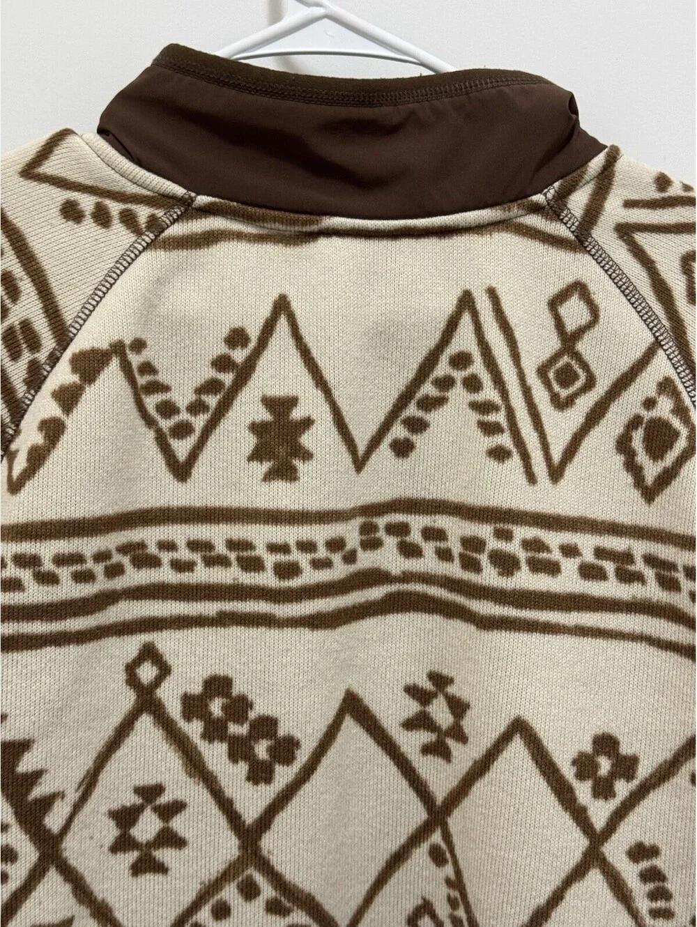 The North Face Men’s XL Fleece 1/4 Zip Pullover Cream Brown Geometric Aztec Prin